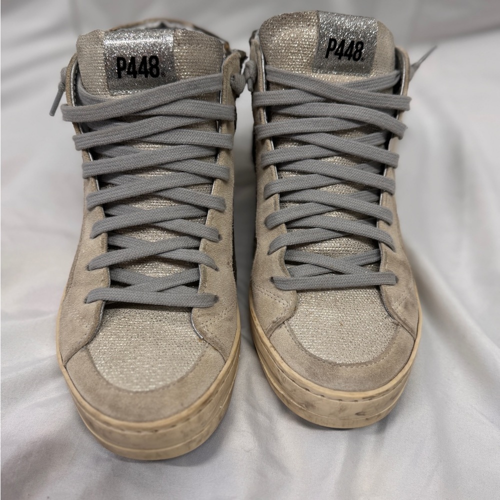 P448 Gold/Beige  High-Top Sneakers - Picture 7 of 8